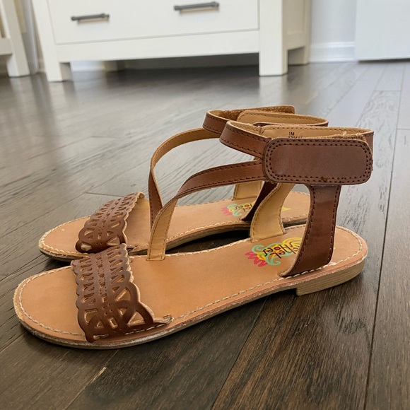 🛎️ Clearance Rachel Shoes Girls Brown Sandals Ankle Strap Size 1 - Picture 3 of 8